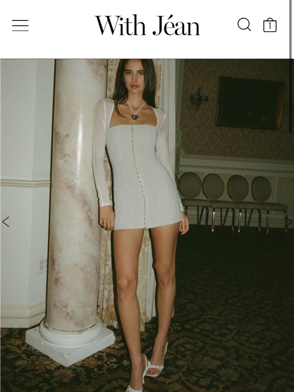 With Jean Al white Ivory Sheer-Sleeve Corset Mini Dress